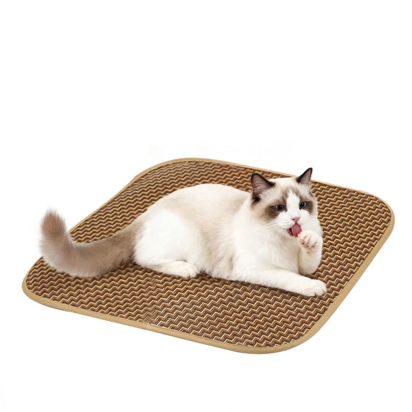 Cat Bed, Cat House for Indoor Cats with 2 Cushion, Large Cat Cave with Scratch Pad and Fluffy Ball Hanging,Brown