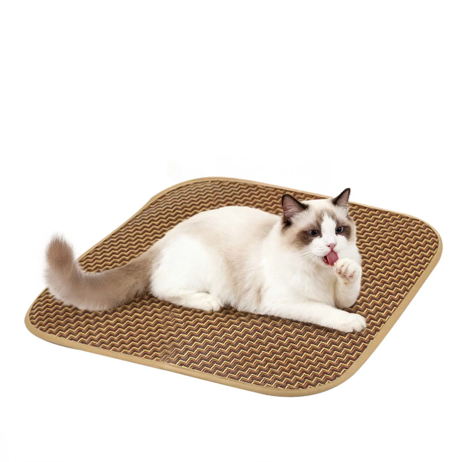Cat Bed,  Cat House for Indoor Cats with 2 Cushion, Large Cat Cave with Scratch Pad and Fluffy Ball Hanging,Brown